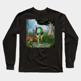 Little fairy with her cat Long Sleeve T-Shirt